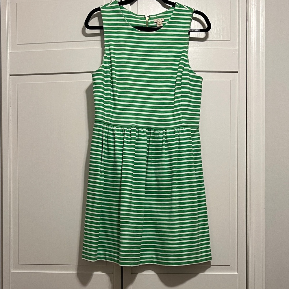 I. Crew Women’s Green and White Striped Dress